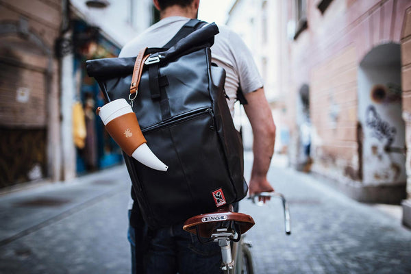 BROWN GOAT Mug (Original) 350ml/12oz with a long and short brown leather strap